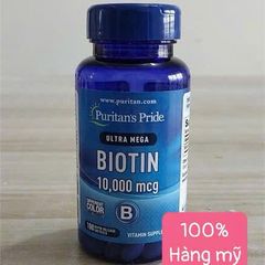 Viên uống Puritan's Pride Biotin 10,000mcg - Hỗ trợ mọc tóc, móng khỏe, da mịn màng - 100 viên Mỹ chất lượng cao