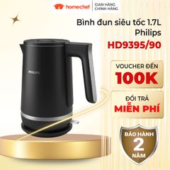Bình đun nước siêu tốc Philips HD9395 1.7L - Công suất 2200W, An toàn, Thiết kế đẹp, Bảo hành 2 năm