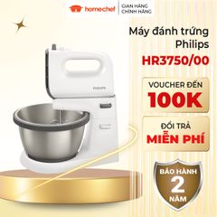 Máy đánh trứng 2in1 cầm tay và để bàn Philips HR3745 - Dung tích 3L, công suất 450W, bảo hành 2 năm, trộn bột hiệu quả với động cơ mạnh mẽ