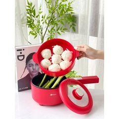Nồi Lẩu Điện Đa Năng Arber DN08 Màu Đỏ - Công Suất 700W, Dung Tích 1.6L, Điều Khiển Cảm Ứng, Bảo Hành 12 Tháng