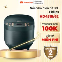 Nồi Cơm Điện Tử Philips HD4518/62 1.8L - 18 Chế Độ Nấu Đa Dạng, Công Nghệ Đốt Nóng 3D, Bảo Hành 2 Năm
