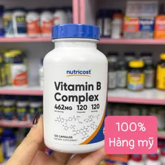 Nutricost Vitamin B Complex 462mg - Viên uống bổ sung Vitamin B hỗ trợ năng lượng và sức khỏe tinh thần (120 viên)