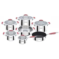 Bộ nồi Inox 7 món Arber Ruby cao cấp - Bộ nồi 3 đáy siêu bền, dùng cho bếp từ, gas, điện - Chất liệu Inox 304 an toàn, dễ vệ sinh