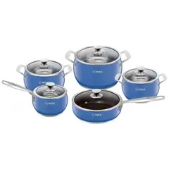 Bộ Nồi Inox Cao Cấp 5 Chiếc Arber AN06SMNB - Chất Liệu Thép Không Gỉ, Dùng Cho Bếp Từ, Chảo Chống Dính Xylan Plus