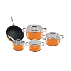 Bộ Nồi Inox 5 Món Cao Cấp Arber AN05SMC - Chảo Chống Dính, Nồi Đáy Siêu Bền, Dùng Cho Bếp Điện Từ, An Toàn và Dễ Dàng Vệ Sinh