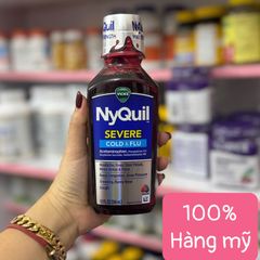 Siro Nyquil Severe Cold & Flu - Giảm triệu chứng cảm lạnh và cúm mạnh mẽ, an toàn cho người lớn và trẻ em từ 12 tuổi trở lên