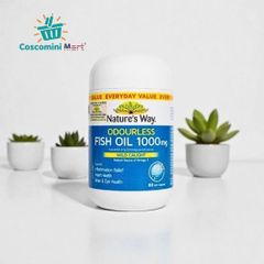 Dầu cá tự nhiên không mùi Nature's Way 1000mg - Bổ sung EPA, DHA hỗ trợ mắt và não, hộp 60 viên từ Úc