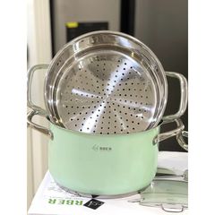 Bộ Nồi Inox Arber OPAL - Set 5 Chiếc Thép Không Gỉ Chắc Chắn, Bao Gồm Nồi, Xửng Hấp và Chảo, Bảo Hành 12 Tháng