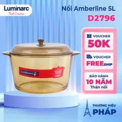 Nồi Thủy Tinh Nâu Luminarc Amberline 5L D2796 - Chịu Nhiệt - Dùng Bếp Ga & Hồng Ngoại - An Toàn Cho Sức Khỏe - Bền Bỉ 10 Năm