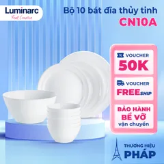 Bộ bát đĩa Cannes 10 chi tiết CN10A, dùng được trong lò vi sóng và máy rửa bát