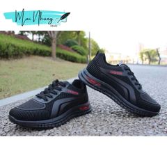 Giày Thể Thao Sneakers Nam A04 Đen Đỏ - Thoáng Khí, Chống Trượt, Phong Cách Thời Trang, Dành Cho Tập Luyện, Đi Chơi