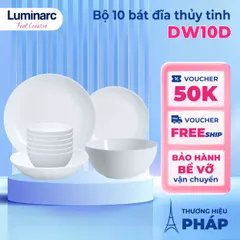 Bộ bát đĩa (tô, chén, dĩa) thủy tinh Luminarc Diwali 10 chi tiết DW10D, dùng lò vi sóng, máy rửa bát