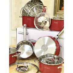 Bộ Nồi Inox Cao Cấp Arber AB GARNET 7 Chiếc - Chống Dính Xylan Plus, Sử Dụng Được Trên Tất Cả Các Loại Bếp