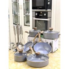 Bộ Nồi Nhôm Đúc Arber ALU03X 6 Chiếc Cao Cấp - Bát Đế Inox, Chống Dín, Dễ Dàng Vệ Sinh, An Toàn Cho Bếp Gas và Bếp Từ
