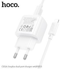Bộ Sạc Nhanh HOCO CS51A Lightning cho iPhone - An Toàn, Tiện Lợi, Chất Liệu Bền Bỉ, Hỗ Trợ Tối Đa Thiết Bị