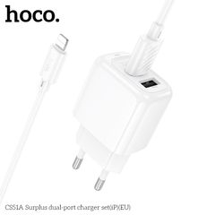 Bộ Sạc Nhanh HOCO CS51A Lightning cho iPhone - An Toàn, Tiện Lợi, Chất Liệu Bền Bỉ, Hỗ Trợ Tối Đa Thiết Bị
