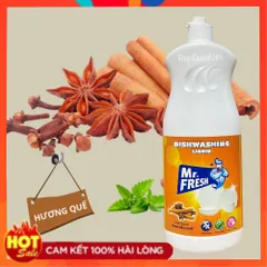 Nước Rửa Bát Hữu Cơ MR.FRESH Tinh Dầu Quế 820ML - Khử Mùi, Diệt Khuẩn, Giữ Ẩm Da Tay, An Toàn Cho Sức Khỏe