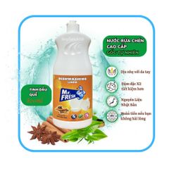 Nước Rửa Bát Mr. Fresh 820ml - Tinh Dầu Quế và Trà Xanh, Chất Tẩy Rửa Đậm Đặc, Khử Mùi, An Toàn Cho Da Tay, Sạch Nhanh Chóng