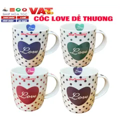 Cốc Sứ In Hình Love Dễ Thương 300ml - Ly Uống Cà Phê, Trà Nhiều Màu Sắc Thích Hợp Làm Quà Tặng và Trang Trí