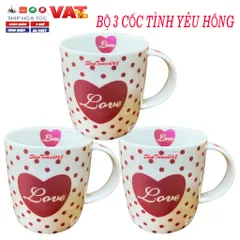 Cốc Sứ In Hình Love Dễ Thương 300ml - Ly Uống Cà Phê, Trà Nhiều Màu Sắc Thích Hợp Làm Quà Tặng và Trang Trí