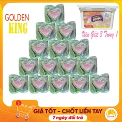 Viên Giặt Quần Áo 3IN1 Golden King - Khử Mùi, Kháng Khuẩn, Lưu Hương 2-3 Ngày, An Toàn Trên Mọi Loại Vải, Tiện Dụng Cho Gia Đình