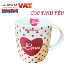 Cốc Sứ Uống Nước Love Dễ Thương 300ml - Gốm Sứ Cao Cấp, Quà Tặng Độc Đáo, Phù Hợp Cho Caffe và Trà