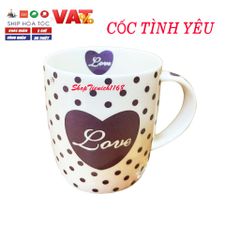 Cốc Sứ Uống Nước Love Dễ Thương 300ml - Gốm Sứ Cao Cấp, Quà Tặng Độc Đáo, Phù Hợp Cho Caffe và Trà