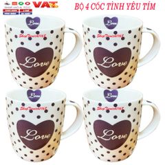 Cốc Sứ Uống Nước Love Dễ Thương 300ml - Gốm Sứ Cao Cấp, Quà Tặng Độc Đáo, Phù Hợp Cho Caffe và Trà