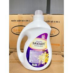 Nước Giặt Xả 6 In 1 Sawady Thái Lan 3,8L - Đậm Đặc, Giữ Màu, Hương Mimosa Tươi Mát, Phù Hợp Giặt Tay và Giặt Máy