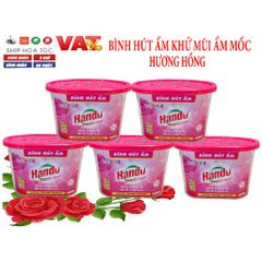 Bộ 5 Bình Hút Ẩm Khử Mùi Hando 450ml - Chống Ẩm Mốc, Hương Hoa Hồng - Sản Phẩm Thiết Yếu Cho Gia Đình Việt