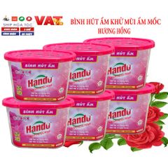 Bộ 6 Bình Hút Ẩm Khử Mùi Hando 450ml - Chống Ẩm Mốc, Khử Mùi Hoa Hồng, Giữ Không Gian Thoáng Mát, Dành Cho Nhà Ở Việt Nam