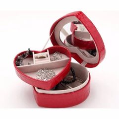 Hộp đựng đồ trang sức hình trái tim bọc da (Đỏ) 376272