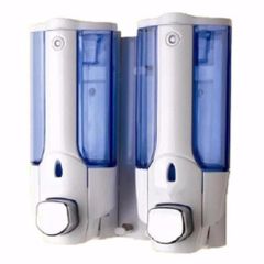 Hộp Đựng Nước Rửa Tay & Dầu Gội Treo Tường Cao Cấp Hai Bình Nhấn - Thiết Kế Sang Trọng 660ml (Xanh)