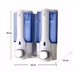 Hộp Đựng Nước Rửa Tay & Dầu Gội Treo Tường Cao Cấp Hai Bình Nhấn - Thiết Kế Sang Trọng 660ml (Xanh)
