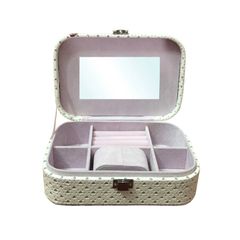 Hộp đựng trang sức cao cấp Hando Crystal - Thiết kế thông minh 6 ngăn, chất liệu giả da đính đá mỹ ký (20 x 14 x 7 cm)
