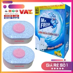 Viên rửa chén Mr.Fresh Hương chanh 98 viên - Giúp làm sạch, bóng và bảo vệ thủy tinh, phù hợp cho máy rửa chén