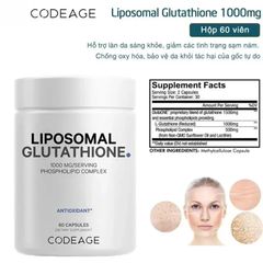 Viên uống sáng da Codeage Liposomal Glutathione 1000mg - Hỗ trợ mờ nám, tàn nhang, 60 viên nhập khẩu Mỹ
