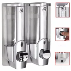 Hộp xà phòng nhấn 2 bình gắn tường cao cấp bằng nhựa - Bộ đựng xà phòng tiện lợi cho nhà bếp và phòng tắm