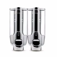 Hộp xà phòng nhấn 2 bình gắn tường cao cấp bằng nhựa - Bộ đựng xà phòng tiện lợi cho nhà bếp và phòng tắm