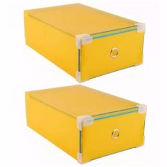 Bộ 2 Hộp Đựng Giày Trong Suốt Viền Kim Loại - Giữ Giày Ngăn Nắp, Bảo Quản Hiện Đại, Thiết Kế Tiện Lợi Từ Hồng Kông