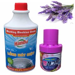 Nước Tẩy Vệ Sinh Lồng Máy Giặt Hando 800ml & Sáp Thả Bồn Cầu Khử Mùi Lavender - Diệt Khuẩn Hiệu Quả, Hàng Việt Nam