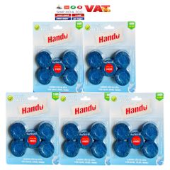 Viên Tẩy Và Khử Mùi Bồn Cầu Hando Tự Động - Bộ 5 Vỉ 20+5 Viên, Sạch Sẽ Và Thơm Mát, Tiết Kiệm, 1600 Lần Sử Dụng