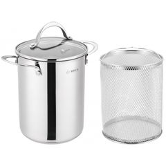 Nồi Inox Chiên Ngập Dầu Arber AN-03VH - Bộ Nồi 3 Đáy Chịu Nhiệt Có Giỏ Inox Tiện Lợi 18x21cm, Dùng Bếp Từ
