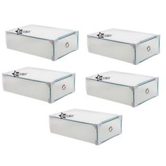 Bộ 5 Hộp Đựng Giày Ngăn Kéo Viền Kim Loại - Đẹp, Hiện Đại, Nhựa Trong Suốt - Giải Pháp Sắp Xếp Giày Khoa Học Cho Ngôi Nhà Bạn