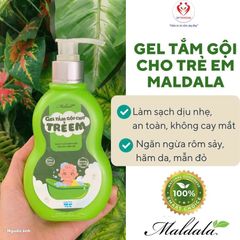 Gel Tắm Gội Trẻ Em Maldala 200ml - Chiết Xuất Tự Nhiên Ngăn Ngừa Rôm Sảy, Mẩn Đỏ Và Dưỡng Ẩm Da Mềm Mịn