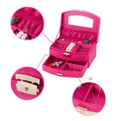 Hộp đựng đồ trang sức nhung lớn Tienich168 TI187 (Hồng đậm)  . 376849