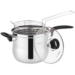 Quánh Inox Chiên Ngập Dầu Arber AN-02VH - Bộ Nồi Bếp Từ 1,4L đến 6L Kèm Giỏ Inox, Thời Gian Bảo Hành 12 Tháng