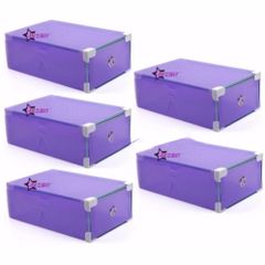 Bộ 5 Hộp Đựng Giày Trong Suốt Có Ngăn Kéo Viền Kim Loại TI740 - Giải Pháp Bảo Quản Giày Dép Ngăn Nắp, Chống Ẩm Mốc, Mầu Tím