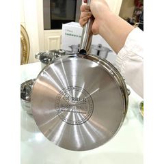 Bộ Nồi Inox 3 Đáy Arber AN-04C - Bộ Nồi Chảo Cao Cấp 4 Món, Dung Tích Đa Dạng, Chịu Nhiệt Tốt, Dễ Dàng Vệ Sinh