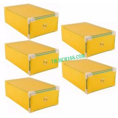 Bộ 5 hộp đựng giầy ngăn kéo viền kim loại Mầu Vàng,Cam,Xanh lá,Xanh Dương,Hồng 377043